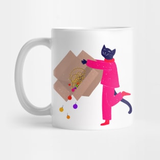 Naughty cat and the Christmas cardboard box Mug